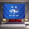 France FFF National Football Team White Rooster Two Stars Blue Wall Tapestry Soccer Fan Decor for Bedroom Man Cave Gift