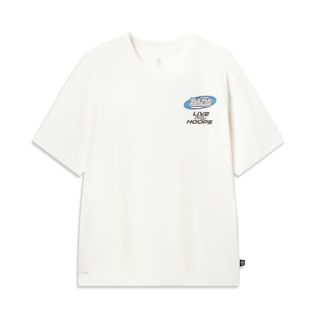 Li Ning Badfive Ice Feel Loose Round Neck Letter Pattern Short Sleeve T-Shirt Men Tops AHSW363-1