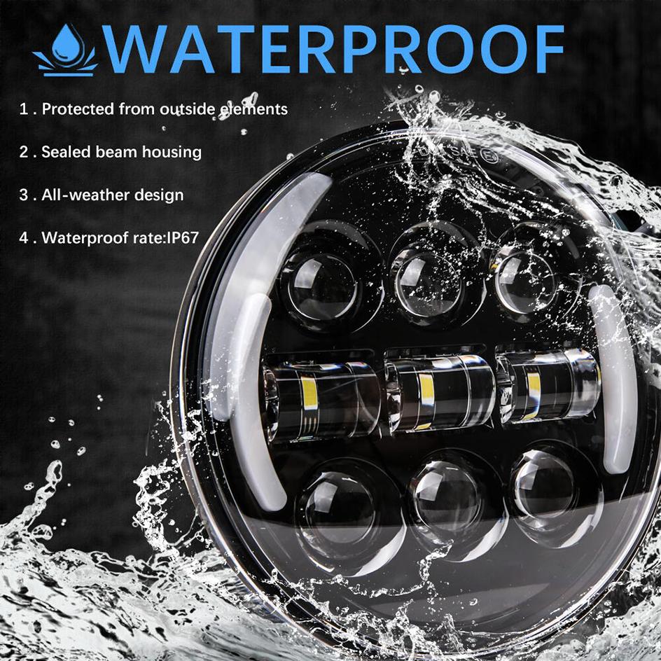 5,75 Zoll runder LED-Scheinwerfer mit Halo-Ring DRL, bernsteinfarbenem Blinker für Honda Shadow Aero Phantom VLX 600 750 VT 1100 1300 1800