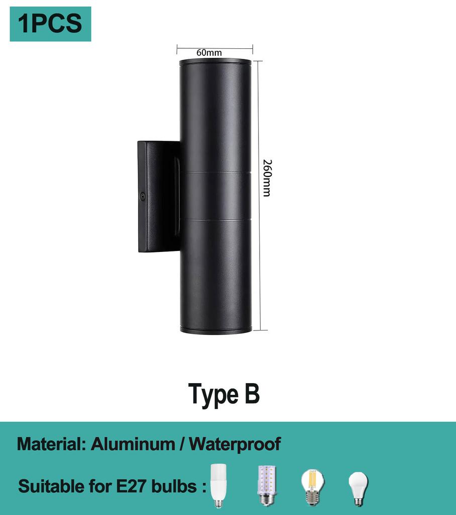 אורות קיר עמיד למים E27 ראש כפול Led מנורת קיר לבית מודרני פנים סלון מדרגות תאורת קישוט חיצוני