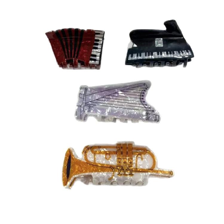 Multipurpose Acrylic Hair Claw Clip Musical Instrument Design Hairpin Hair Ornament For Women Gift For Music Lover
