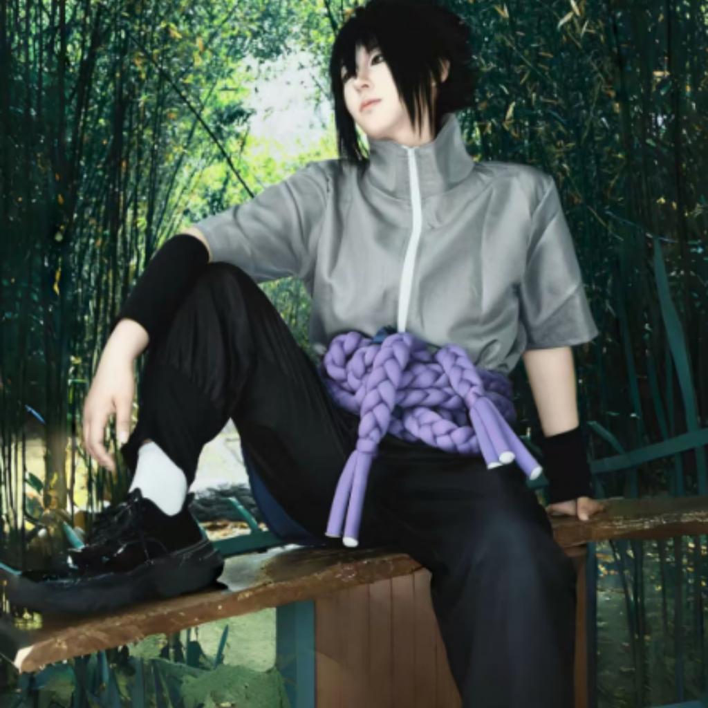 Anime Uchiha Sasuke Cosplay Kostým top kalhoty pásek Cos Konvent dárek pro dospělé Unisex verze