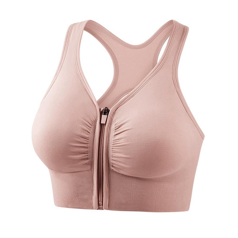 

Женский плюс сайз ударопрочный собранный бюстгальтер для бега, йоги, фитнеса, спортивный бюстгальтер на молнии спереди 3XL