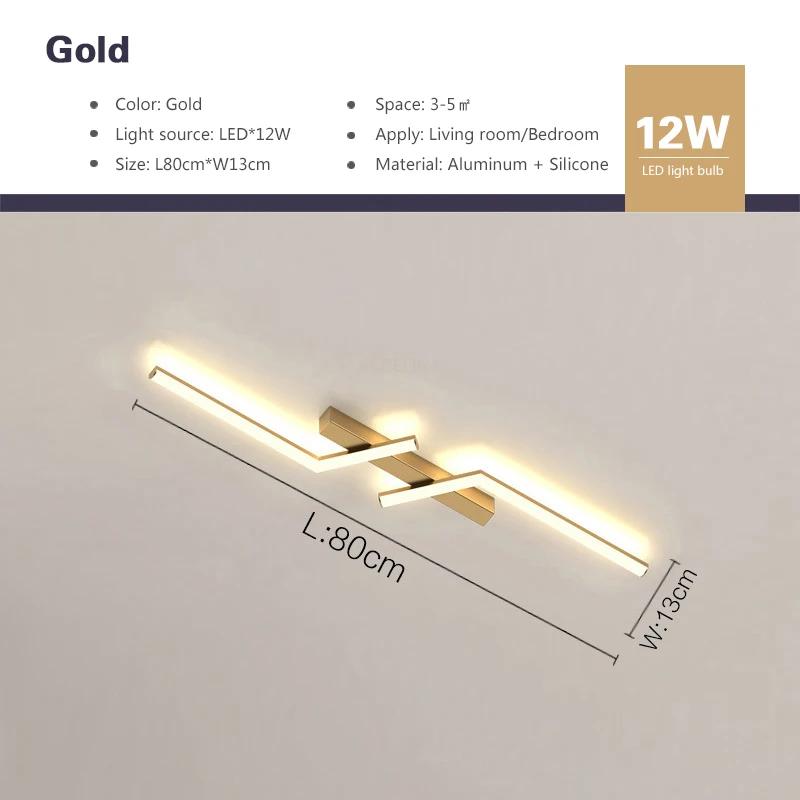 Moderne LED-Linie Deckenleuchte Schwarz Gold für Wohnzimmer Esszimmer Flur Schlafzimmer Arbeitszimmer Entrway Deckenleuchten