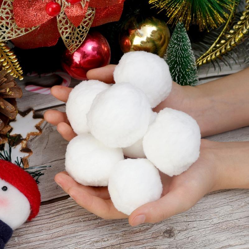 Snow Balls White Fur Pompom Hairball for Xmas Tree Pendant Kids Play Toys Indoor Outdoor Toy Christmas Decoration Snowballs