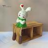 Healing Style Room Accents Leggy Rabbit Figurine Ornament, Handcrafted Basswood Desktop Sitting Small Animal Collectibles Bunny, Creative Ornament for