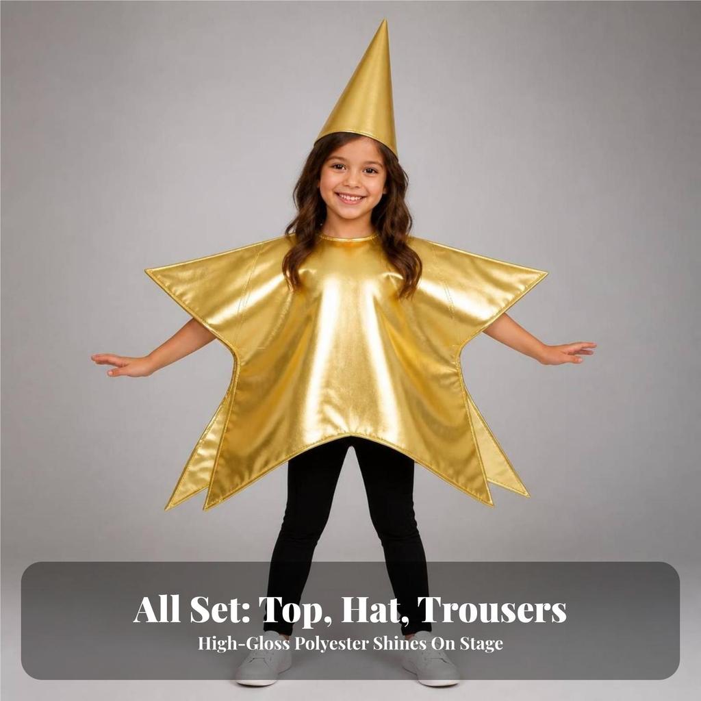 Star Costume with Hat Polyester Star-Shaped Light for Stage Performances