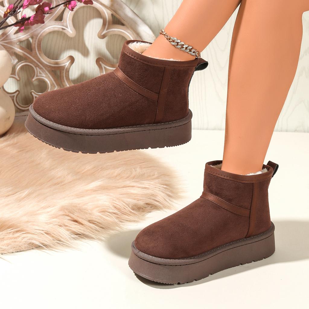 Fashion Thick Plush Platform Snow Boots Women Winter Keep Warm Cotton Shoes Suede Cpomfortable  Ankle Botas Padded Shoes for Women