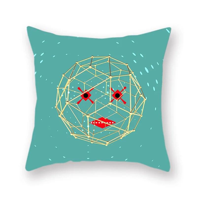 Abstract Geometry Nordic Technology Polyester Cushion Cover Home Decoration Line Character Pillowcase 45X45Cm Fundas De Cojin