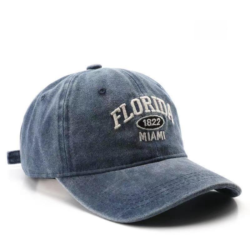 

Florida Embroidery Baseball Cap Vintage Washed Distressed Corduroy Dad Hat Adjustable Snapback Retro Casual Streetwear Unisex Adjustable темно-синього кольору