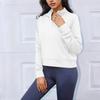 Women's Quarter Zip Pullover Sweatshirt Loose Fit Casual Solid Color Long Sleeve Sweatshirt with Ribbed Cuffs and Hem