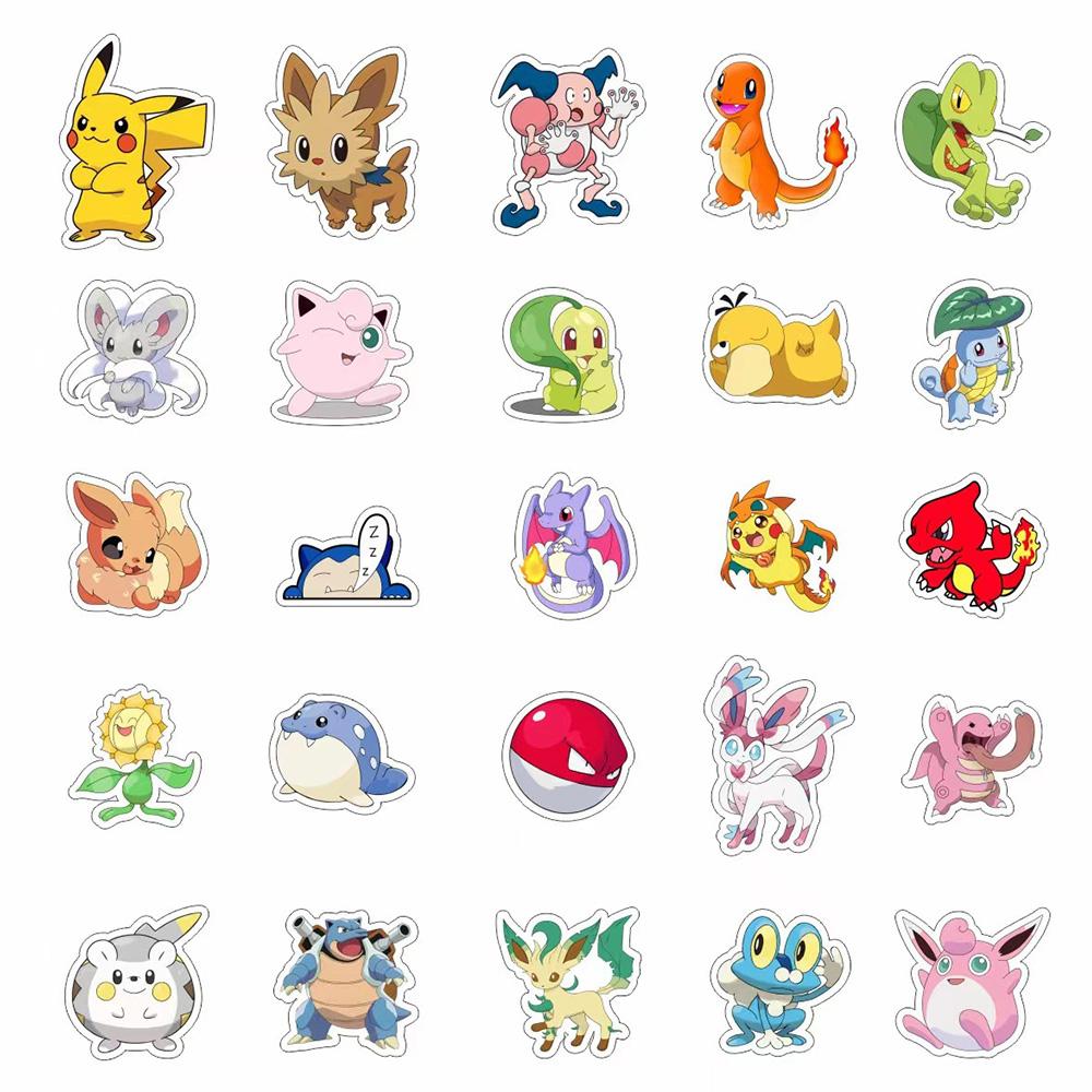 10/30/50/100pcs Cute  Cartoon Stickers Kawaii Pikachu Eevee Anime Graffiti Decals DIY Phone Water Bottle Luggage Sticker