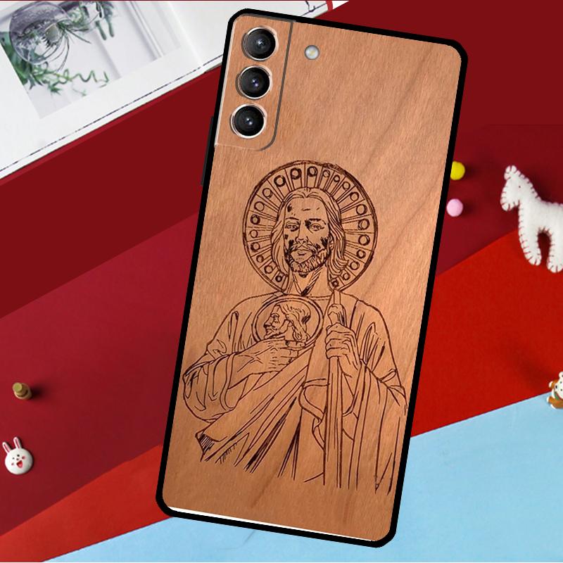 

Guadalupe San Judas Wood Funda For Samsung Galaxy S26 S25 S23 S22 S20 S24 Ultra S9 S10 Plus S21 FE S25 FE Phone Case Galaxy S21 Plus