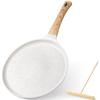 20/24/28cm Frying Pan Flat Bottom Non-Stick Pizza Pancake Pan with Wooden Spreader Kitchen Cookware Egg Saucepan Skillet