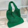 Yogodlns Women Girls Knitted Shoulder Bags Retro Hollow Woven Large Capacity Shopper Handbags Casual Beach Crochet Bag