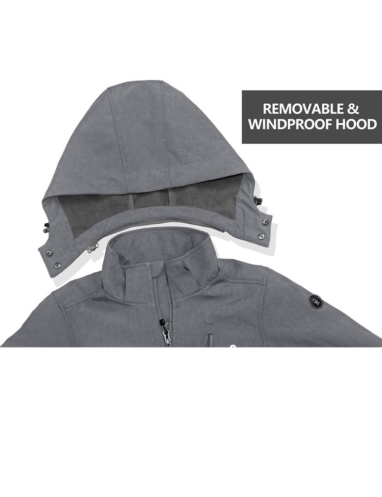 Little Donkey Andy Softshell Ski Outdoor Jas met Fleece Carbon Maat 3XL Herenjas, Voering, Met Capuchon, Winter, Grijs,
