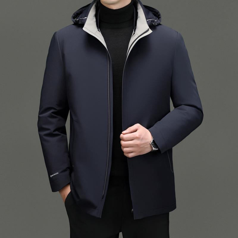 Men's High-End Winter Down Jacket: Middle-Aged & Elderly Business Casual, Thickened Warm Hooded Coat