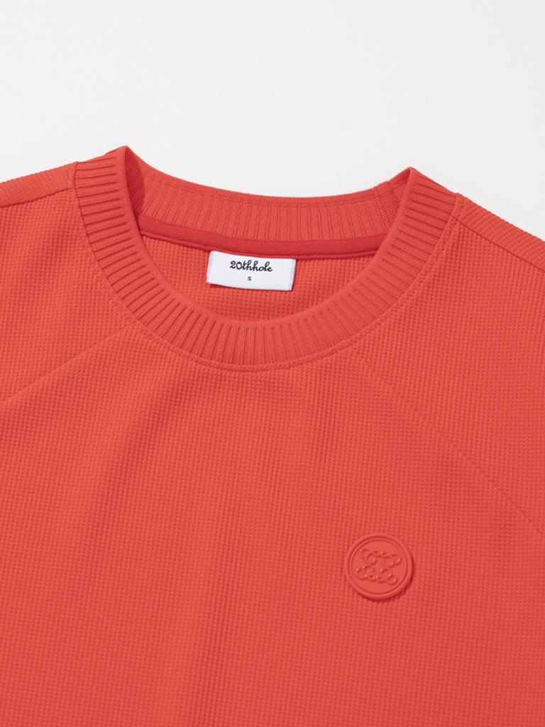 20TH HOLE Women'S Waffle Knit Yokko Point Short Sleeve T-Shirt [Red]