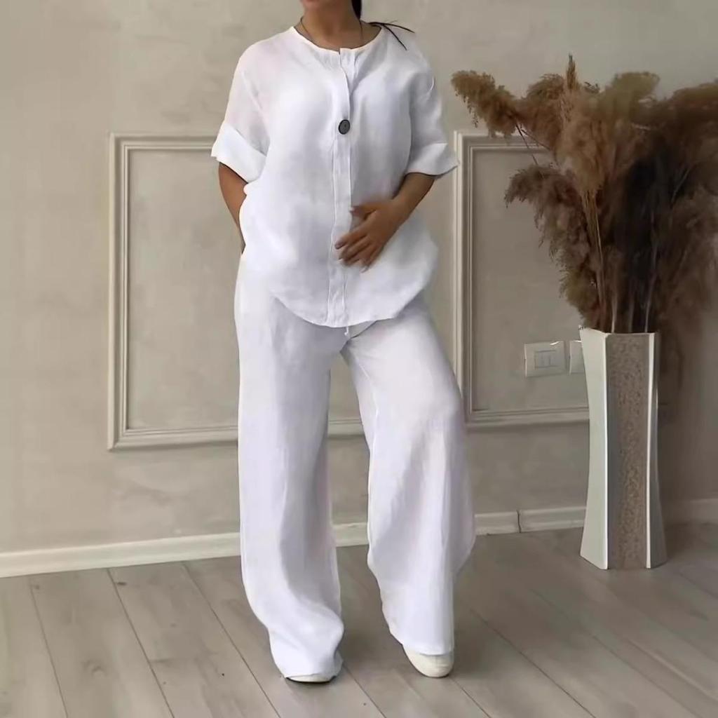 Nieuwe Dames 2-delige Set, Losse Broek met Hoge Taille, Polyestervezelstof, Effen Kleur, Strapless, Gemiddelde Elasticiteit, Elegante Stijl