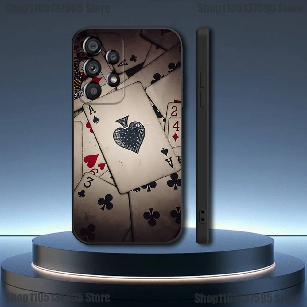 Ace of Spades Poker Phone Case  For Samsung Galaxy A73,31,32,72,41,53,52,71,22,5G,Note,J7,8,9 Soft Black Cover