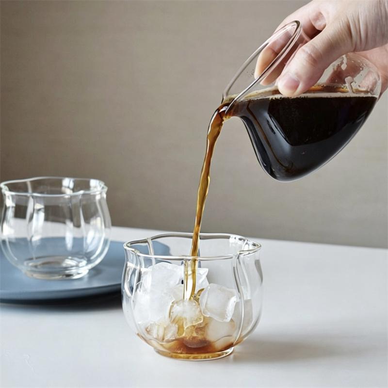 280ml Flower Shaped Borosilicate Glass Coffee Cup Hand-brewed Espresso Shot Glasses Coffee Aroma Cup Tea Cup Drinkware