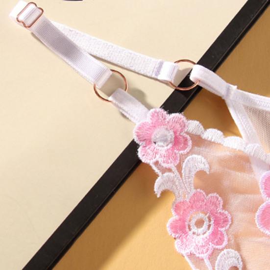 Perizoma da Donna Lavorazione a Maglia Trasparente Applicazione Asciugatura Rapida Vita Bassa Regolabile Rete Ricamo Floreale Mutandine da Donna per Luna di Miele