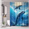 1pc High Quality Polyester Shower Curtain with Hooks, Vibrant Cartoon Dolphin & Ocean Wave Print, Bathroom Decor Shower Curtain