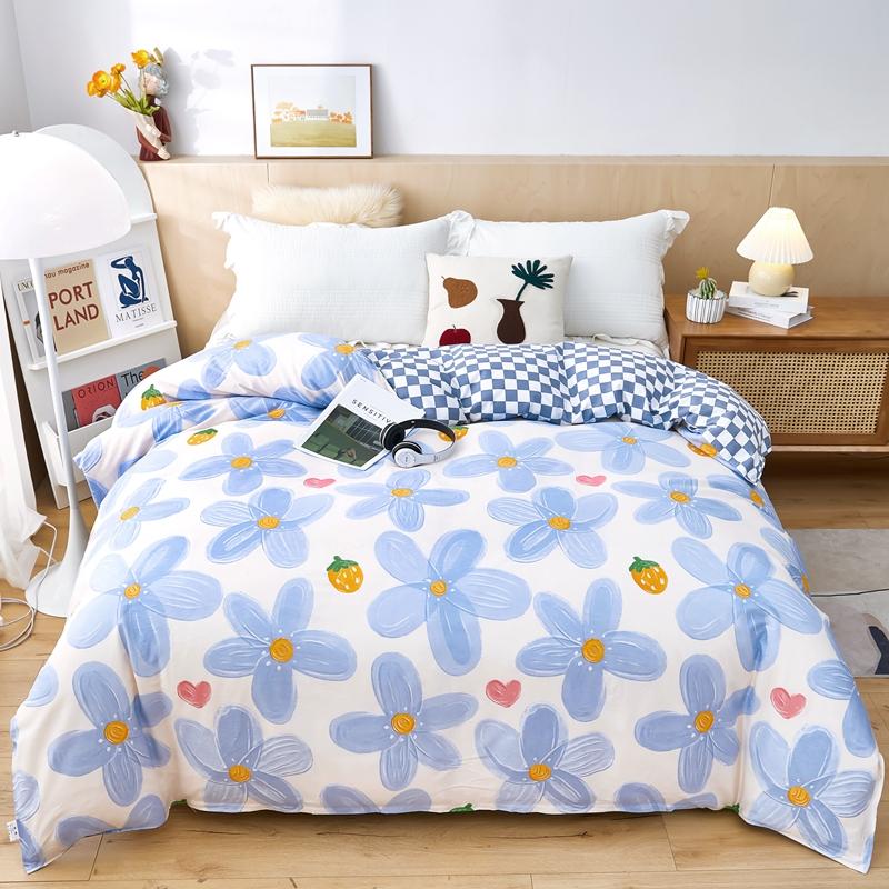 Pink Floral Duvet Cover 100% Cotton Flowers Print Aesthetic Comforter Cover Soft Skin-friendly Bedding for Teens Kids Girls Gift