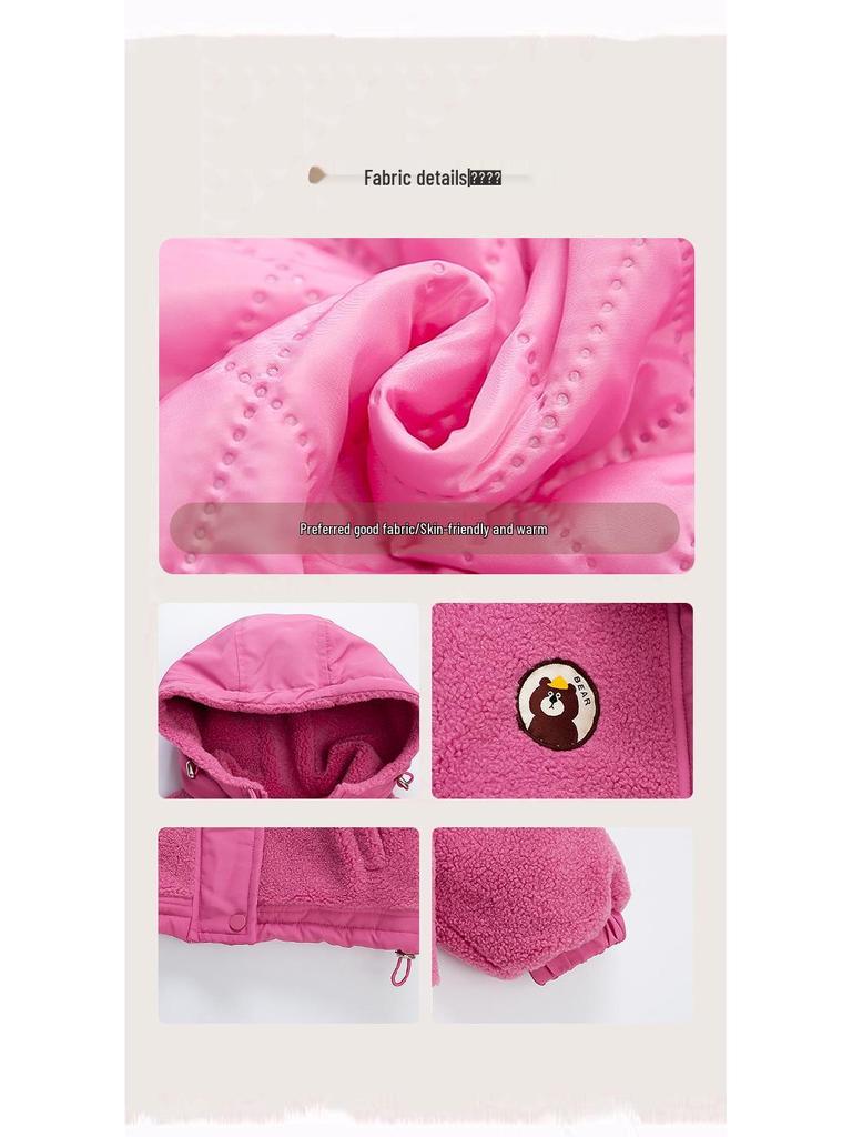 Girls' Quilted Fleece-Lined Winter Cotton Jacket - Trendy Children's Fashion Coat.