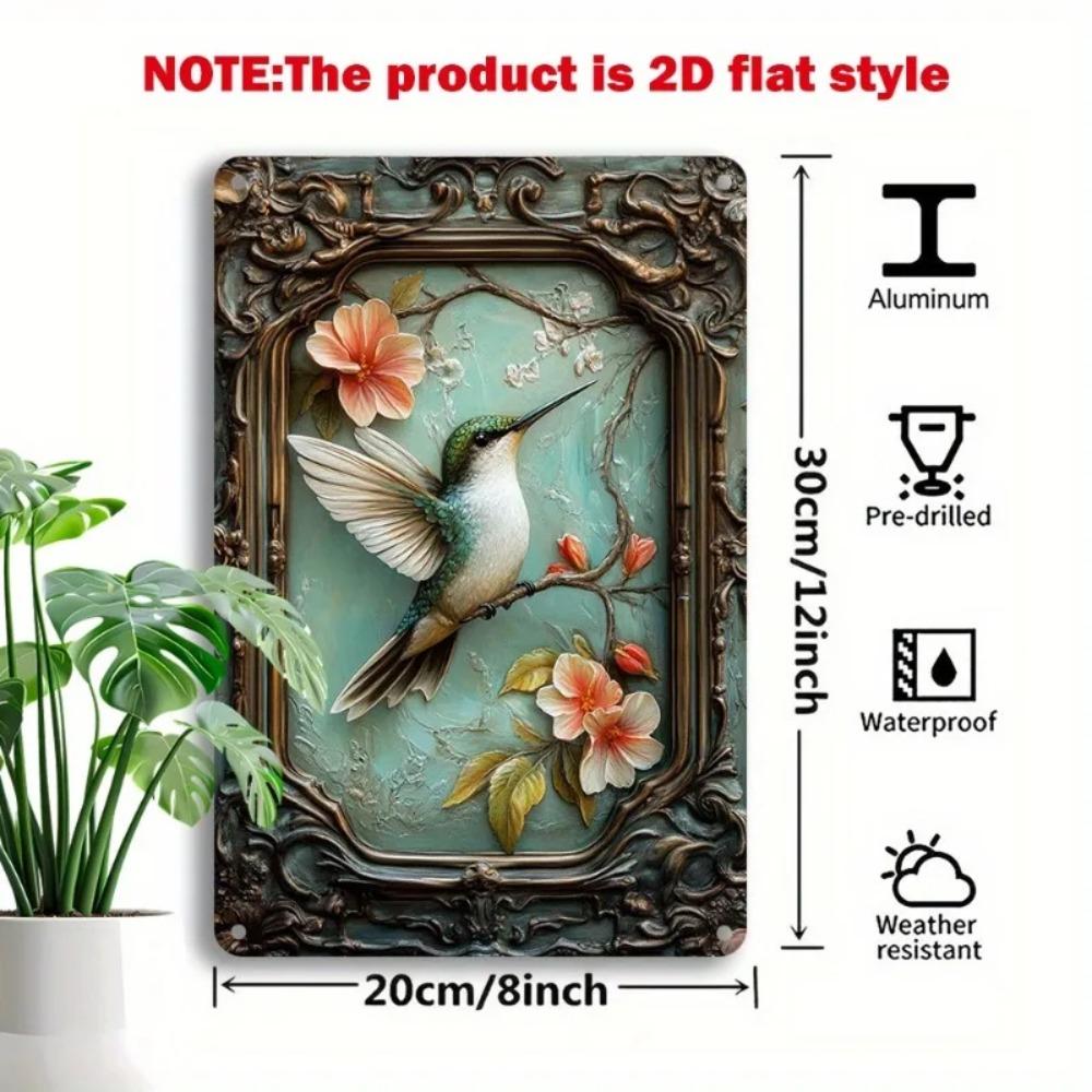 Vintage Hummingbird Floral Aluminum Metal Wall Art xin pc Home Decor
