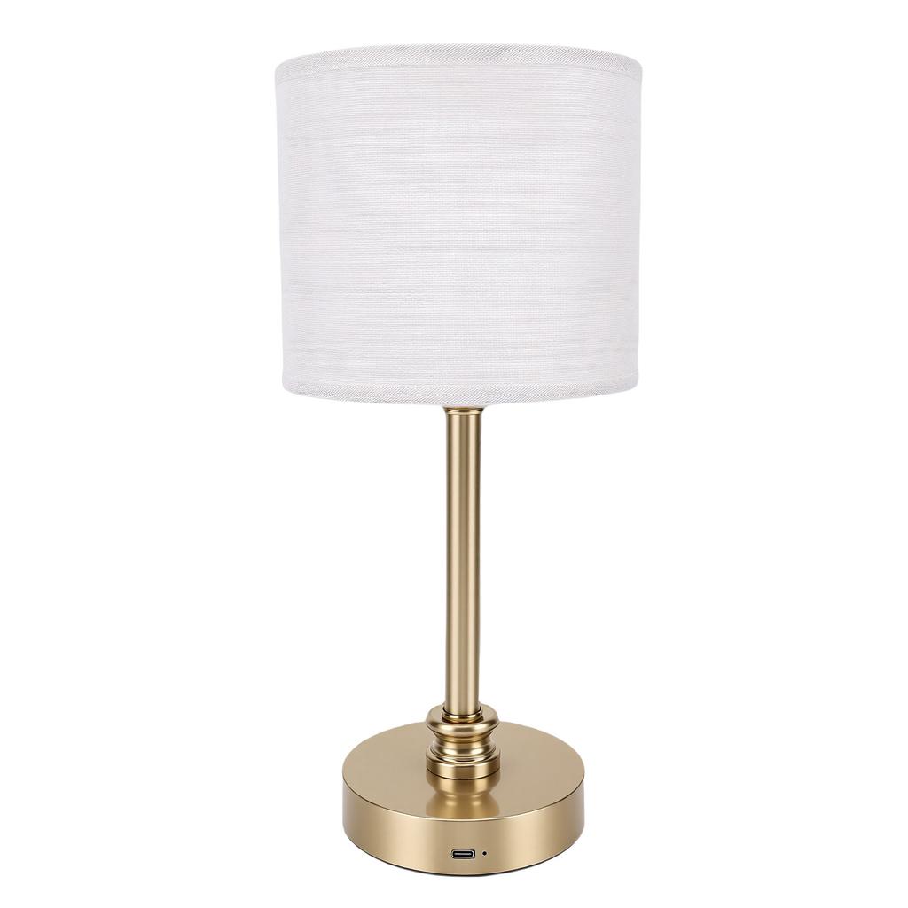 Cordless Fabric Table Lamp USB Rechargeable Bedside Table Lamp for Bedroom Touch Control Iron Aluminum Alloy