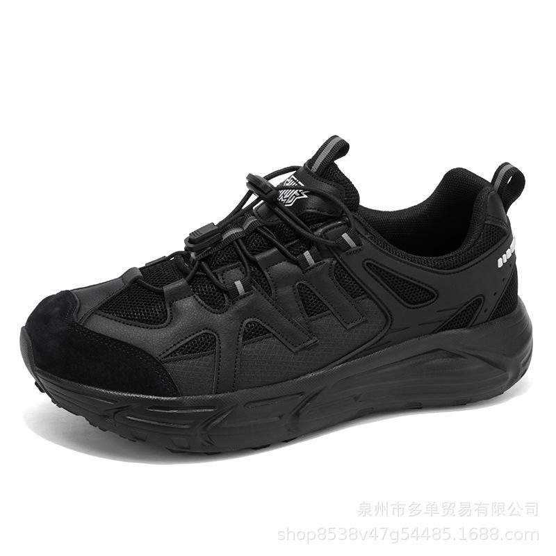 Light luxury four-season retro running shoes low-top leather large-size wide-head shoes all-terrain outdoor sports shoes