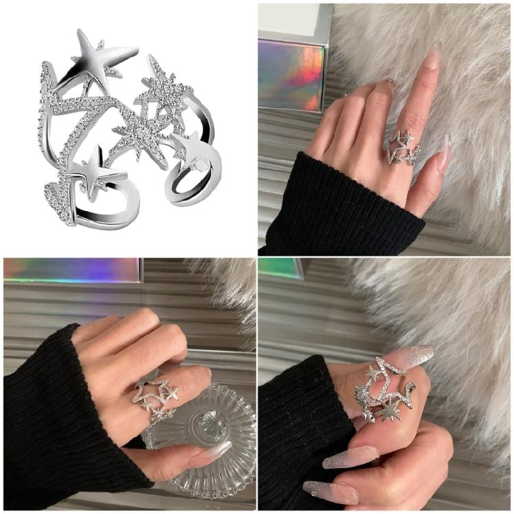 Dainty Adjustable Copper Star Ring With Sparkling Zircon Stone Elegant Jewelry For Fashion Forward Women