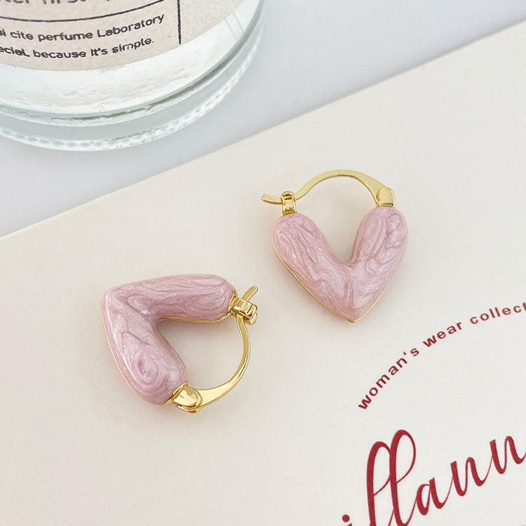 French Romantic Wine Red Enamel Heart shaped Pendant Earrings 2023 Fashion Zircon For Women's Design Sense Eardrop Accessories