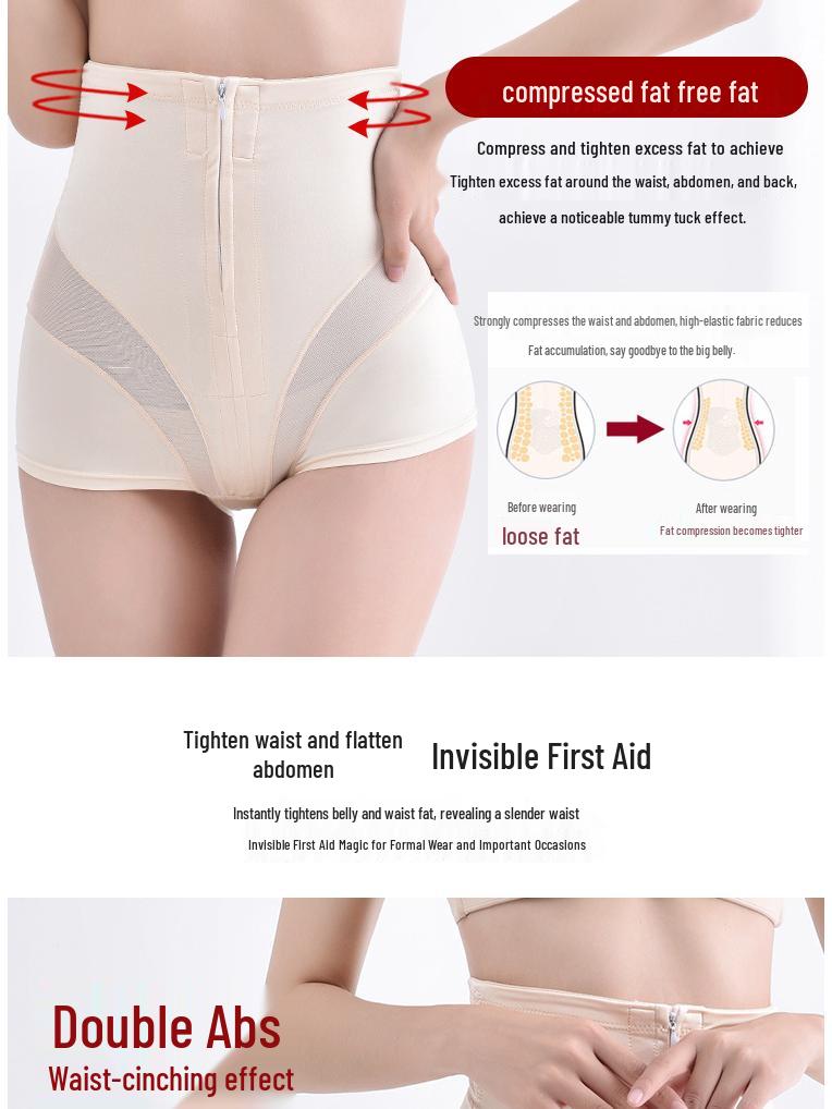 Bestseller High-Waist Bauchkontroll-Bodyformer für die Zeit nach der Geburt für Damen mit Reißverschluss und Knöpfen, Gesäßlifter und Taillenformender Funktion