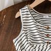 Girls' Spring/Summer New Fashion European And American Style Casual Striped Sleeveless Dress With Twisted Waist