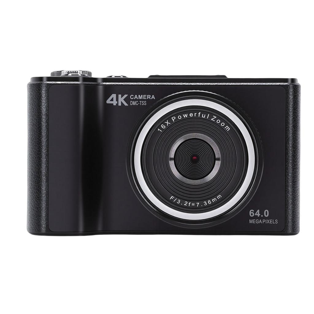 4K Digital Camera 64MP Auto Focus 180 degrees Flip Screen 16X Digital Zoom Compact Travel Camera with Fill Light