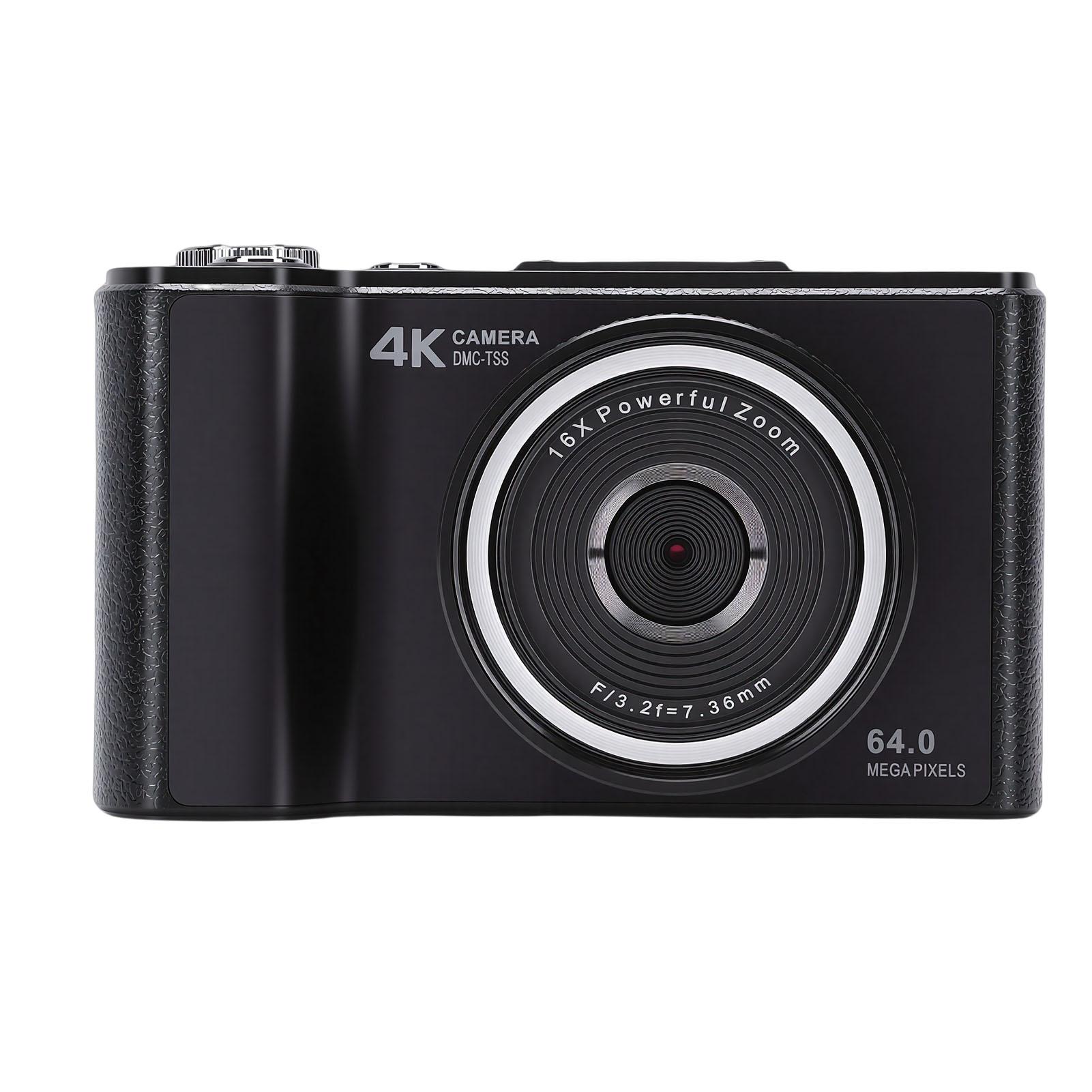 

4K Digital Camera 64MP Auto Focus 180 degrees Flip Screen 16X Digital Zoom Compact Travel Camera with Fill Light