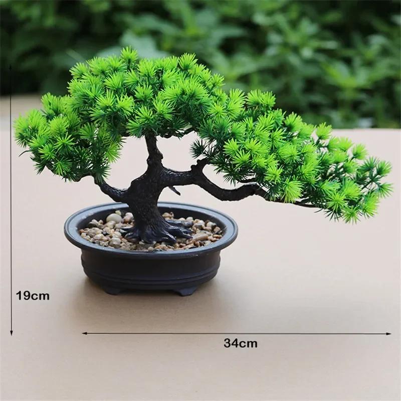 Umělé květiny Bonsai Zelená rostlina Zen Simulovaný strom Borovice Hrnkový květináč Stolní dekorace Dekor Fengshui Prohlížení rostlin