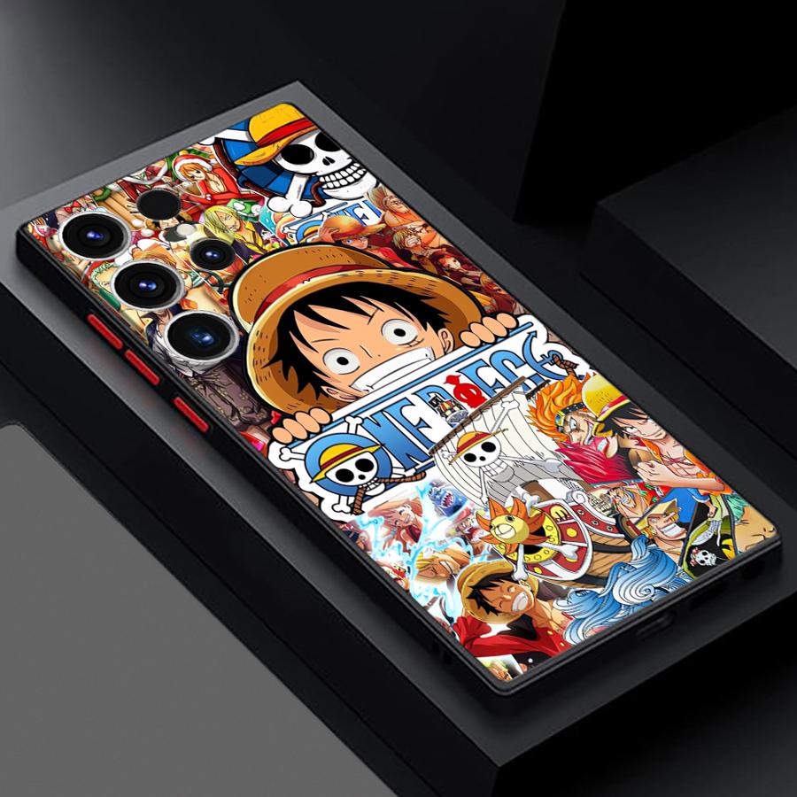 Case for Samsung Galaxy S23 Ultra S22 Plus S24 S21 FE S25 S9 S10 S20 Black Edge Shell Anime One Pieces