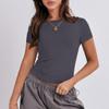 Kvinner Kortermet Soild Sexy Søt Tee Slim Fit Tight Crop-Top T-skjorte