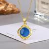 Ethnic Style Zircon & Green Agate Pendant Necklace with Yellow, Red, White Chalcedony for Women
