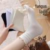 Women's Lace Ruffle Mid-Calf Socks - Sweat-Wicking, Versatile Japanese Mary Jane Style