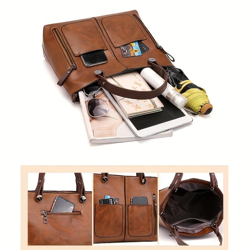 Vintage Style Large Capacity Tote Bag for Women Fashionable Crossbody Bags with Multiple Compartments, Perfect for Everyday Use