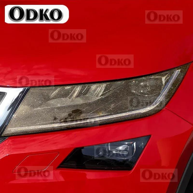 2 Pcs Car Headlight Protective Film Front Light Transparent Smoked Black TPU Sticker For Skoda Kodiaq 2016-On RS Accessories