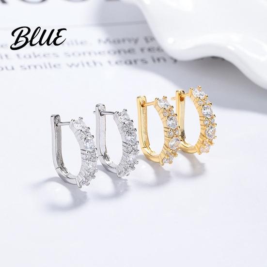 Commuting Earrings 1 Pair Ear-buckle Earrings Circle with Dazzling Cubic