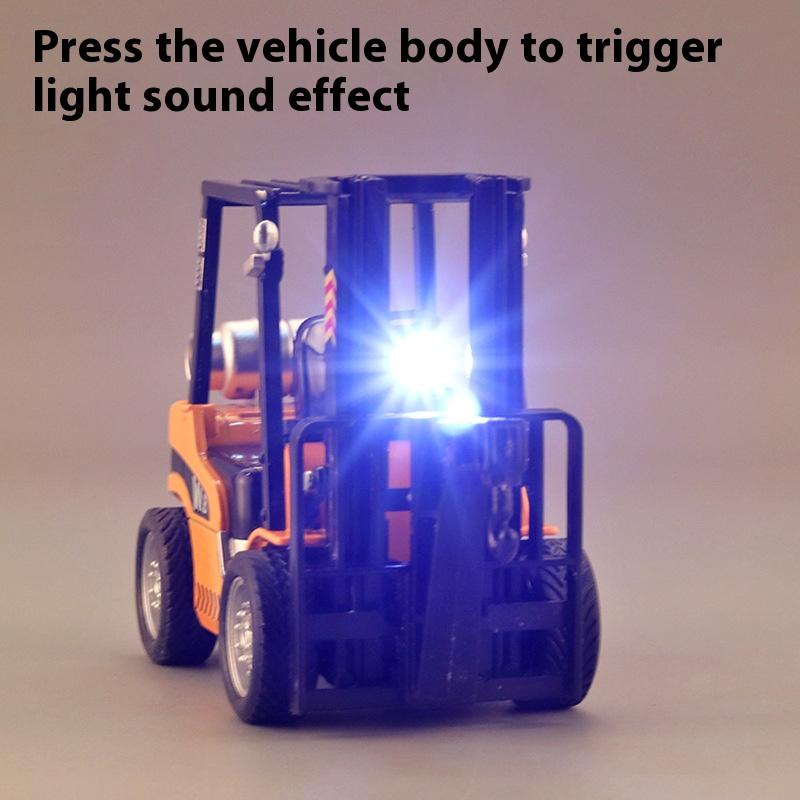 1:24 Alloy Construction Crane & Warehouse Forklift Model Diecast Children'S Engineering Toy Car Simulation Sound Light Toy Gift