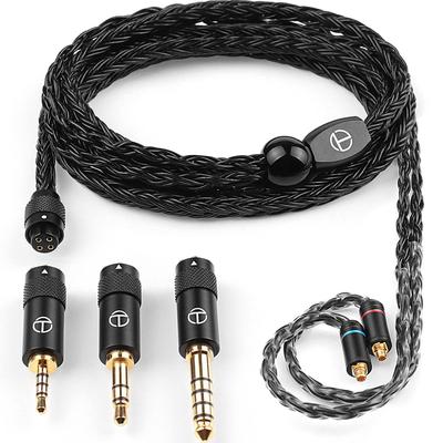 Câble TRN T2 Pro avec et OFC Interchangeable pour Moniteurs et Câble de Mise à Niveau Équilibré Recable, Prises 2 Broches 2,5 mm, 3,5 mm, 4,4 mm, Plaqué Argent 16 Brins