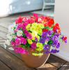 Artificial Flowers for Outdoors Fake Plants Outside Decoration, 6 Bundles Silk Colorful Morning Glory with Eucalyptus for Garden