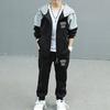 Tuta da bambino a blocchi di colore per bambini, felpa con cappuccio, cerniera, giacca, pantaloni, abito casual, abbigliamento per bambini per la primavera autunno